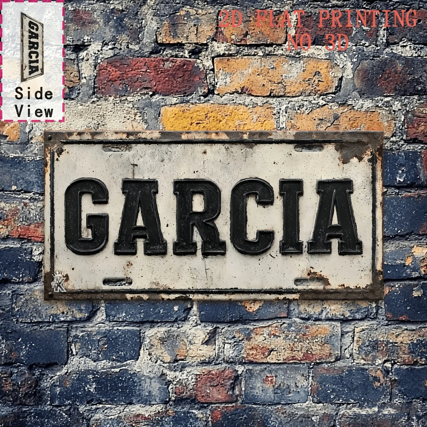 2D Flat, 1pc 2D Flat Poster, 1pc Vintage Garcia License Plate Sign - Heavy-Duty Plaque 11.8x5.9inch, Suitable for Garage, for Ma