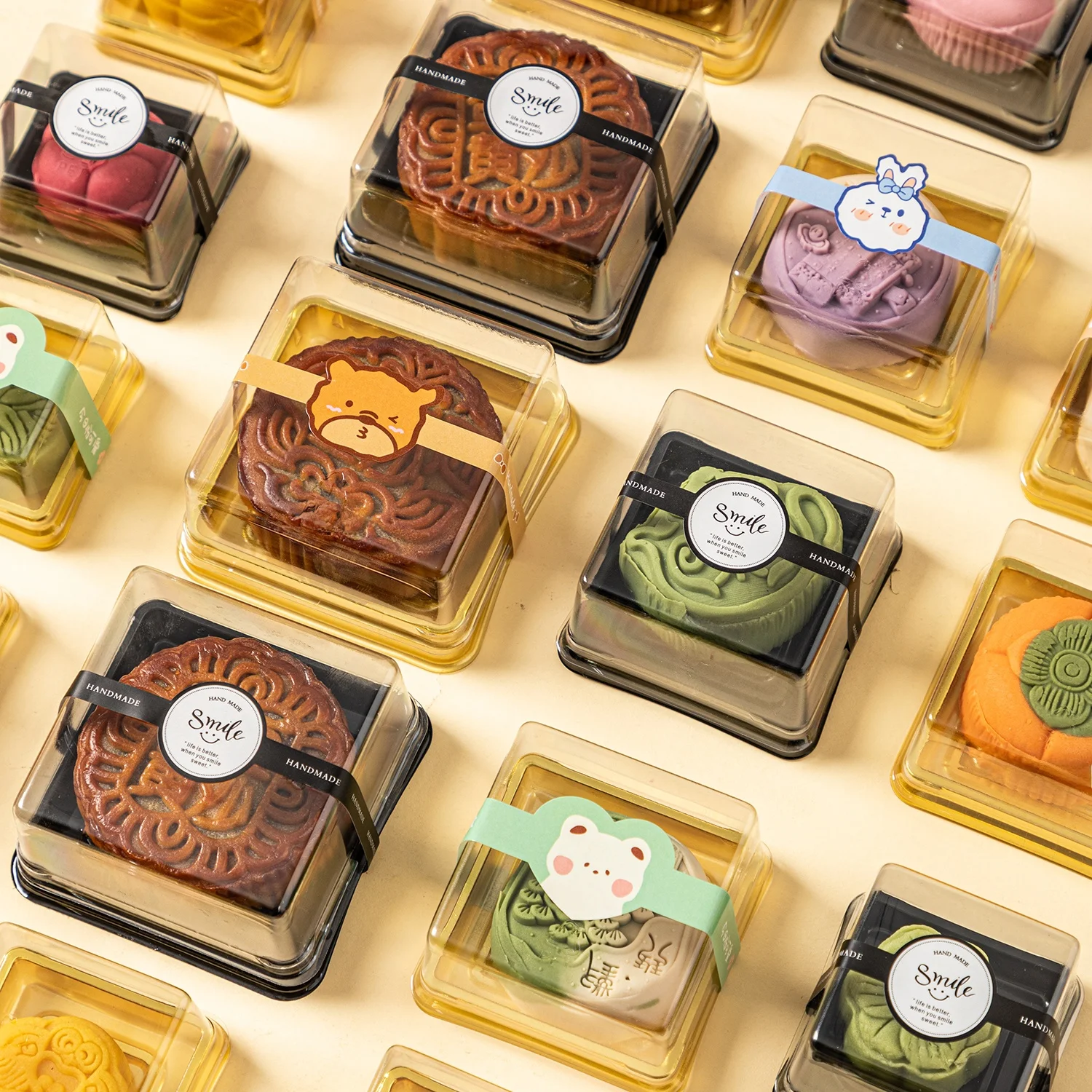 Transparent Plastic Mooncake Box Packaging Single Piece High End 80-100g Heart Flowing Cold Skin Baking Kitchen Utensil