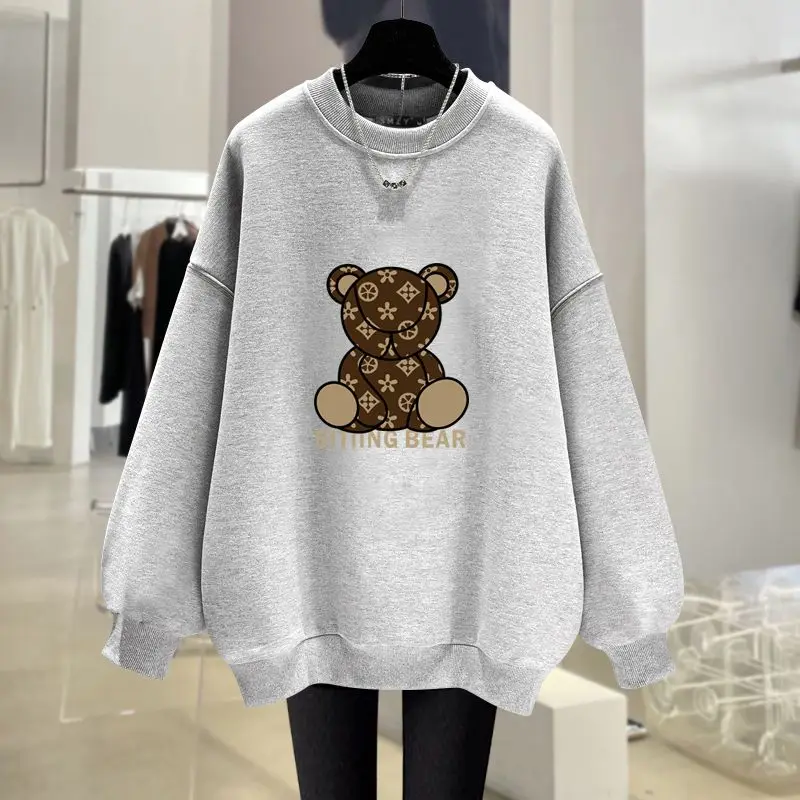 Women Clothing Fashion Cartoon Printed Hoodies Autumn Winter New Vintage Casual Loose Sweatshirts Long Sleeve Top Pullovers