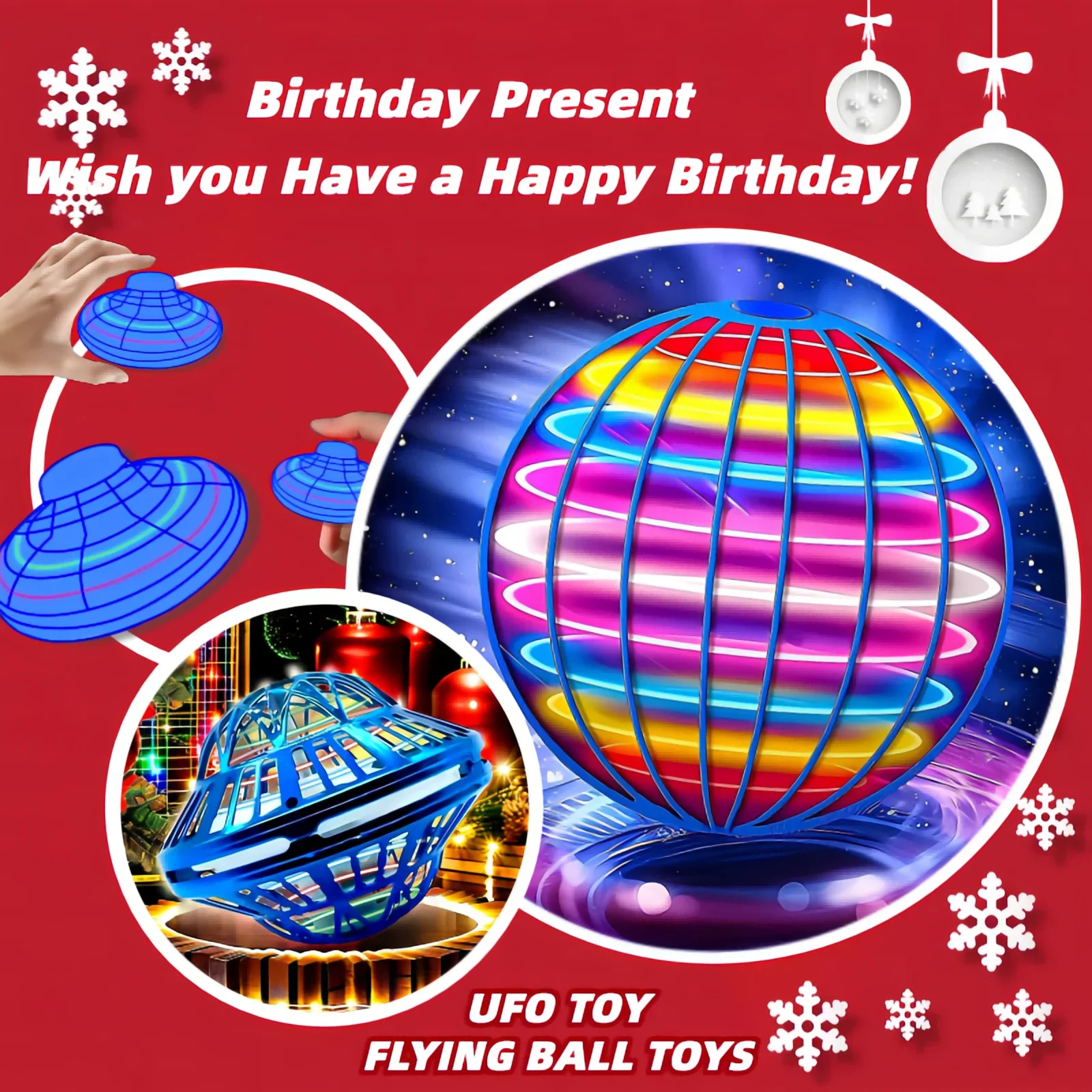 Flying Ball Children's Hand Controlled Color LED Cosmic Globe 360 ° Rotating Suspension Ball Suitable for Indoor and Outdoor Toy