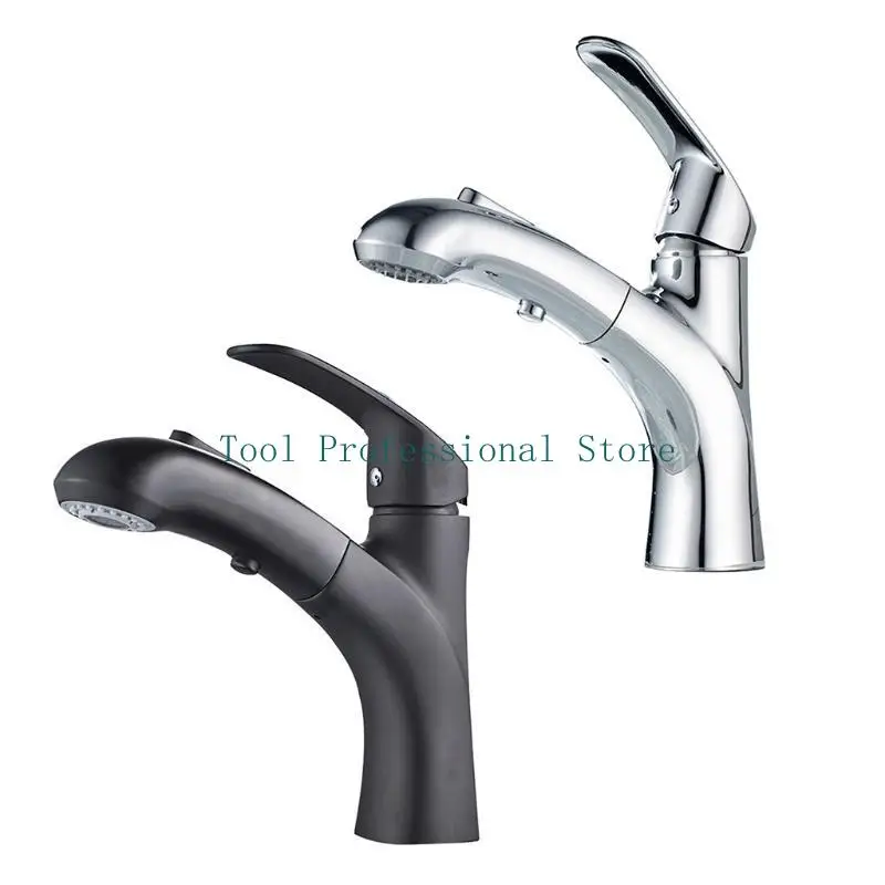 

57QF Bathroom Faucet Single Handle Black Bathroom Sink Faucet with Pull Out Sprayer