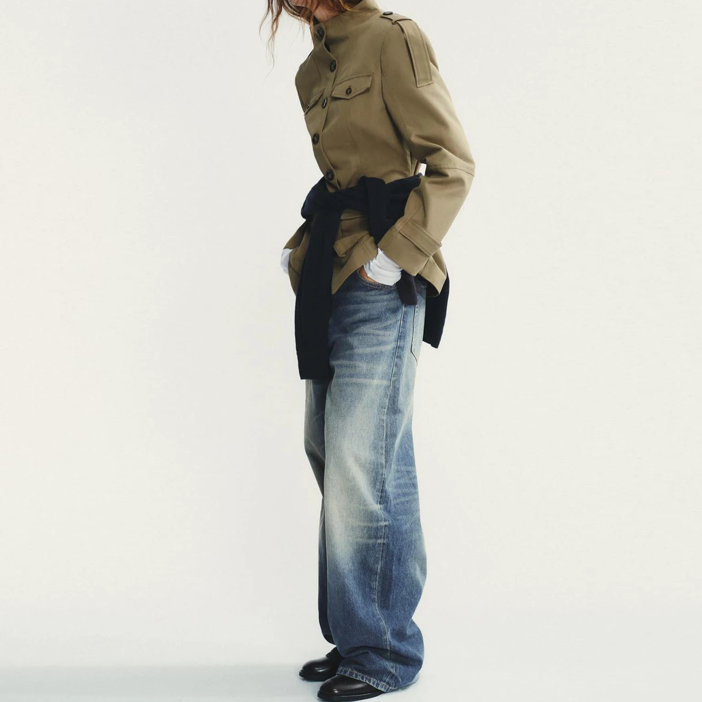 

Z Women's Faion Outerwear 2025 New Sle ket Detail Ele Daily Coat Stand Fit Long Sve Mid-Length Button-Up