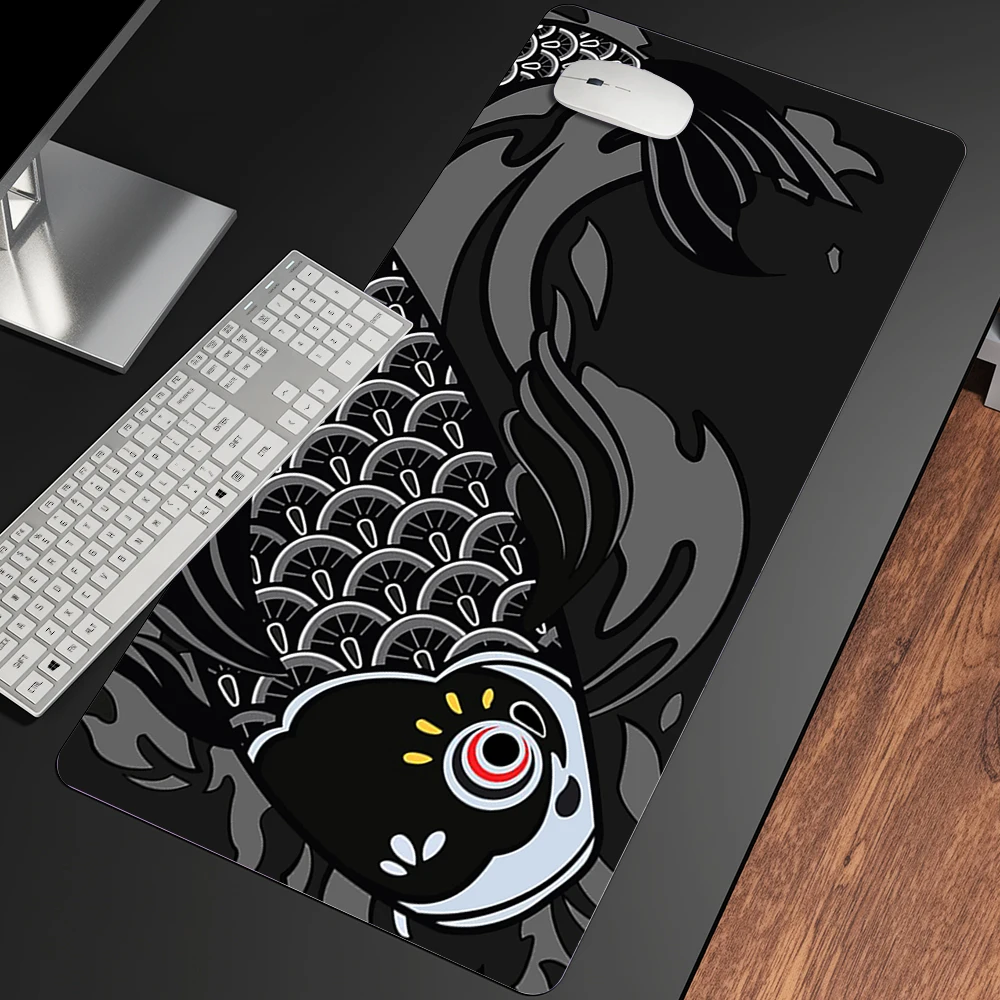 

Japanese Fish Koi Mousepads Large Mousepad Keyboard Mats Black Mouse Mat Office Computer Desk Pad Art Mouse Pads 900x400