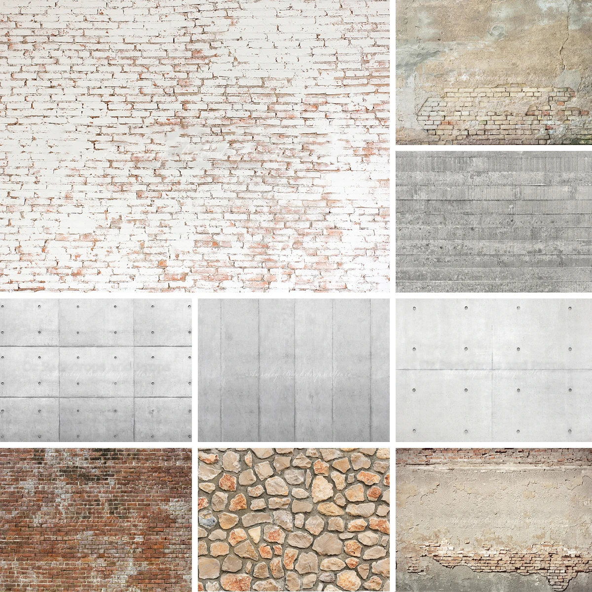 Concrete Wall Backgrounds Solid Texture Kids Adult Photography Props Child Baby Brick Wall Decors Studio Photo Backdrops