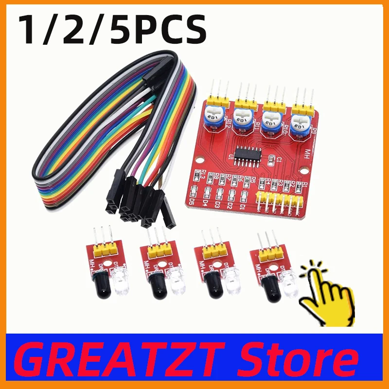 F233-01 Four-way infrared tracing / 4 channel tracking module / transmission line / obstacle avoidance / car / robot sensors