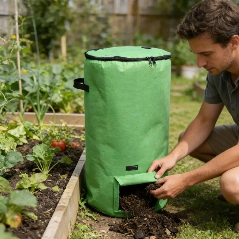 23GA Large dense Composting Bin Constructed Of Durable Felt Fabric Great For Recycling Leaves And Waste