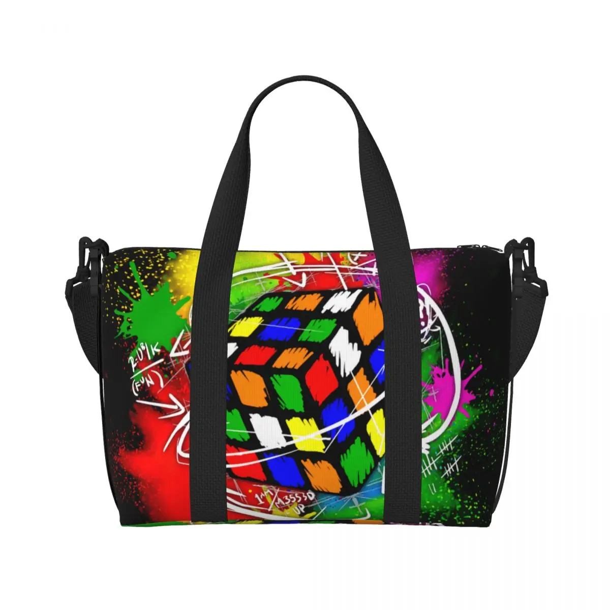 Custom Vintage Rubix Rubiks Cube Math Lover Groceries Shopping Tote Bags Women Large Capacity Beach Gym Travel Bags