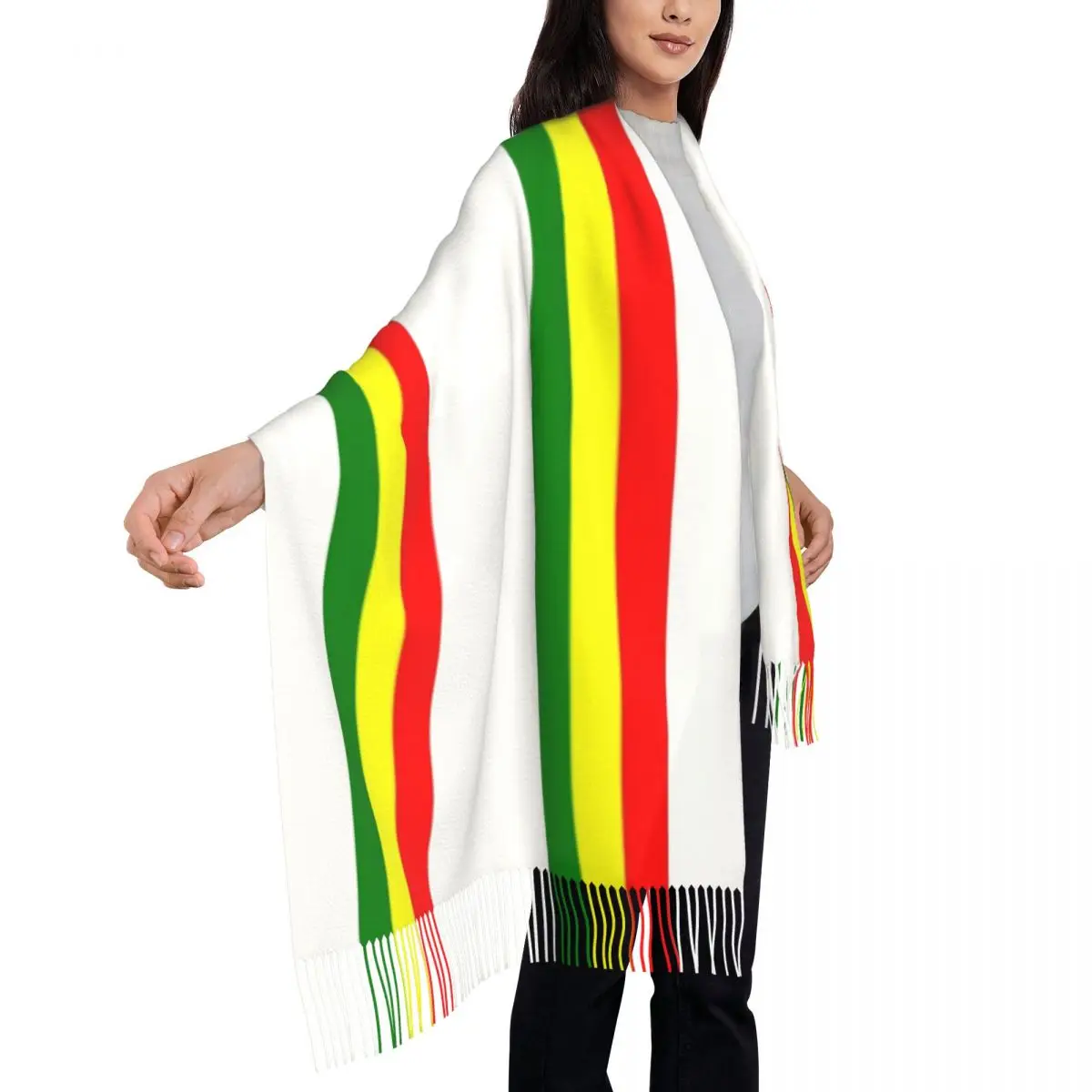 Bufanda de rayas Rasta impresa personalizada para hombres y mujeres, bufandas cálidas de invierno, chales jamaiquinos, envolturas