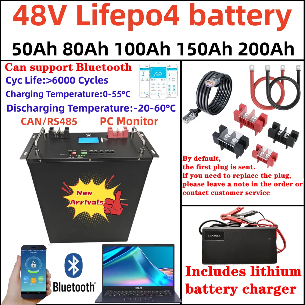 48V 100AH 120Ah 200AH 150Ah 300Ah 400AH lifepo4 lithium batterry pack bluetooth App BMS for Solar system hybrid inverter