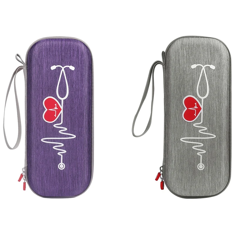 

2 Pcs Storage Bag Carrying Case For 3M Littmann Classic III Stethoscope Accessories, Gray & Purple