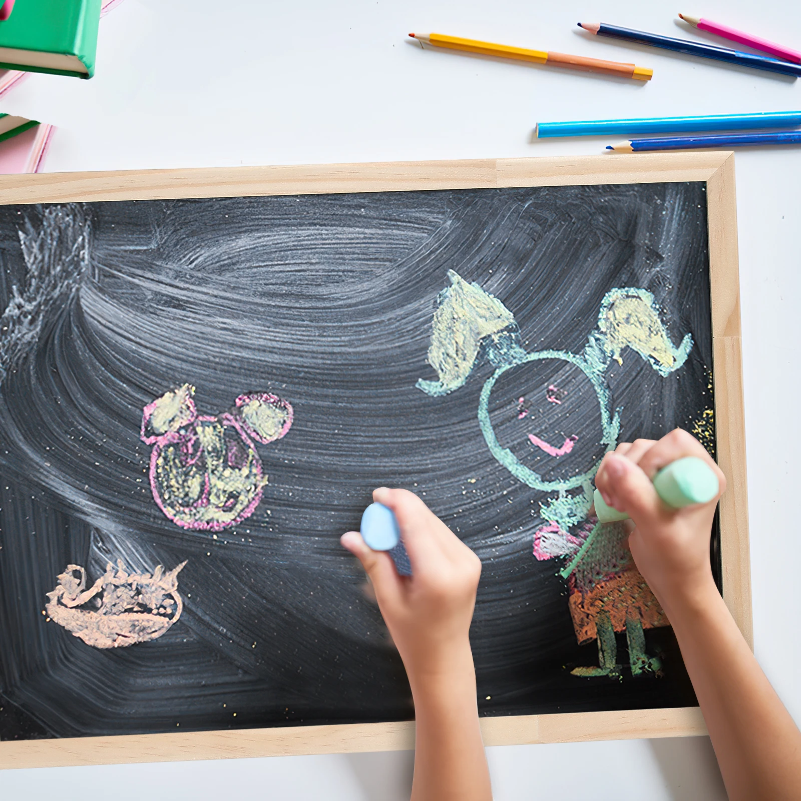 

Hanging Wooden Chalkboard Single Sided Wall Mounted Blackboard For Home Office Restaurant Vintage Framed Writing Board