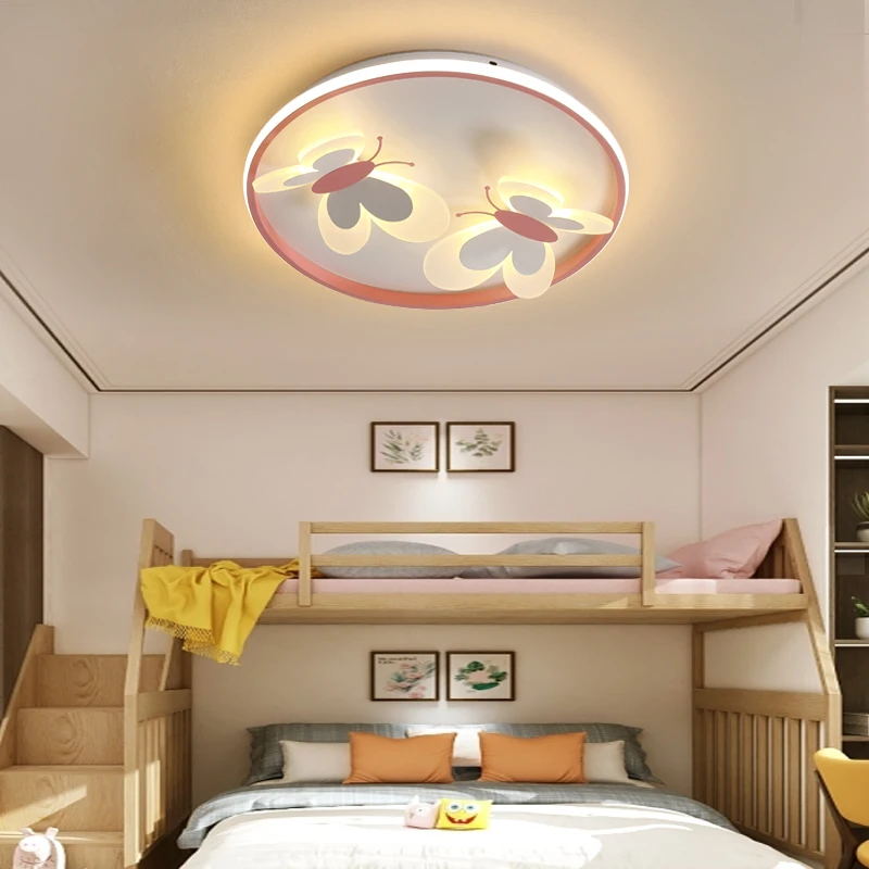 Kids ceiling lamp Butterfly Decorative pink ceiling light Study Children Room Kid Salon Creative Lamps Indoor girl bedroom lamp