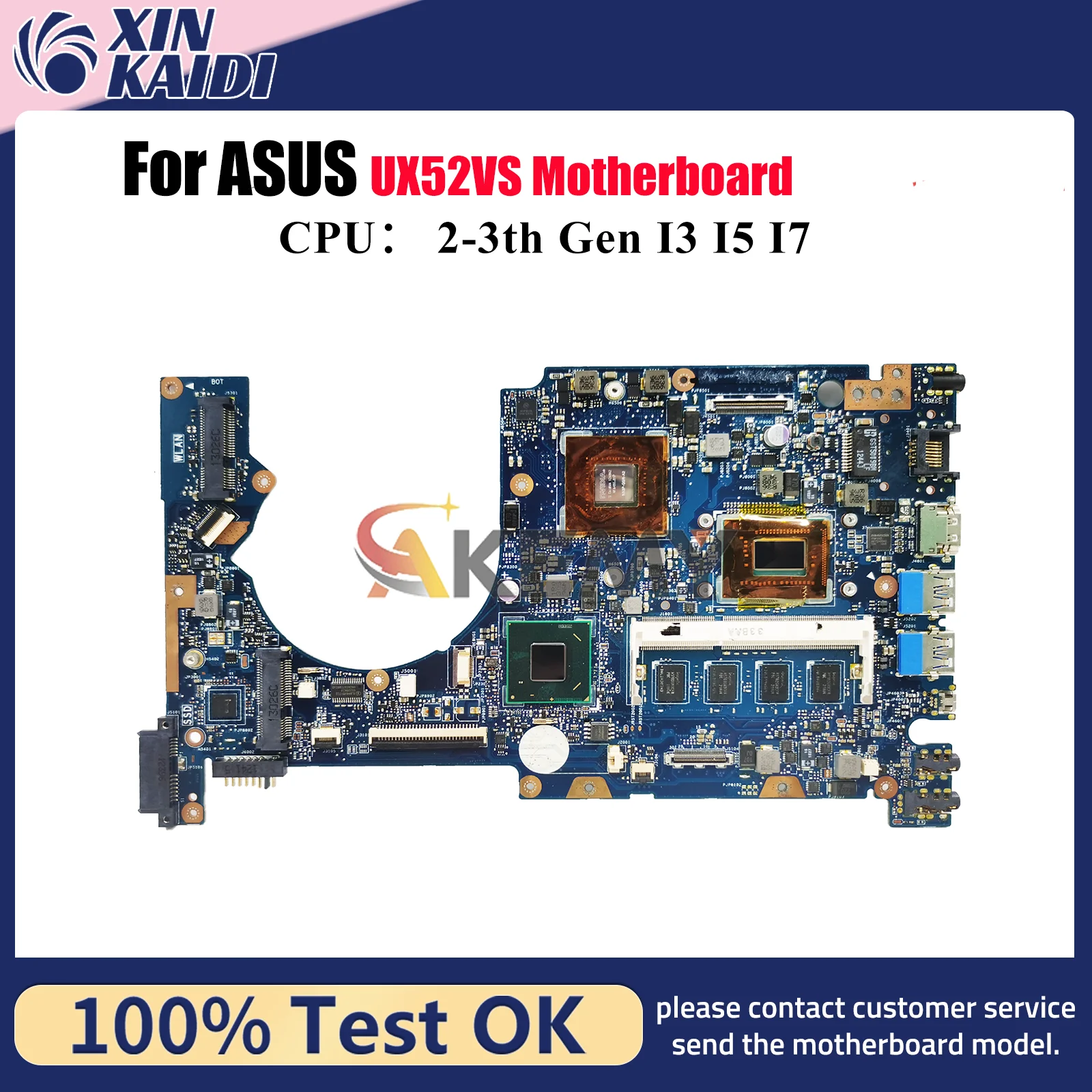 

UX52VS Laptop Motherboard For ASUS ZenBook UX52V UX52VS Notebook Mainboard With I3 I5 I7 CPU 100% tests OK fast shipping stk