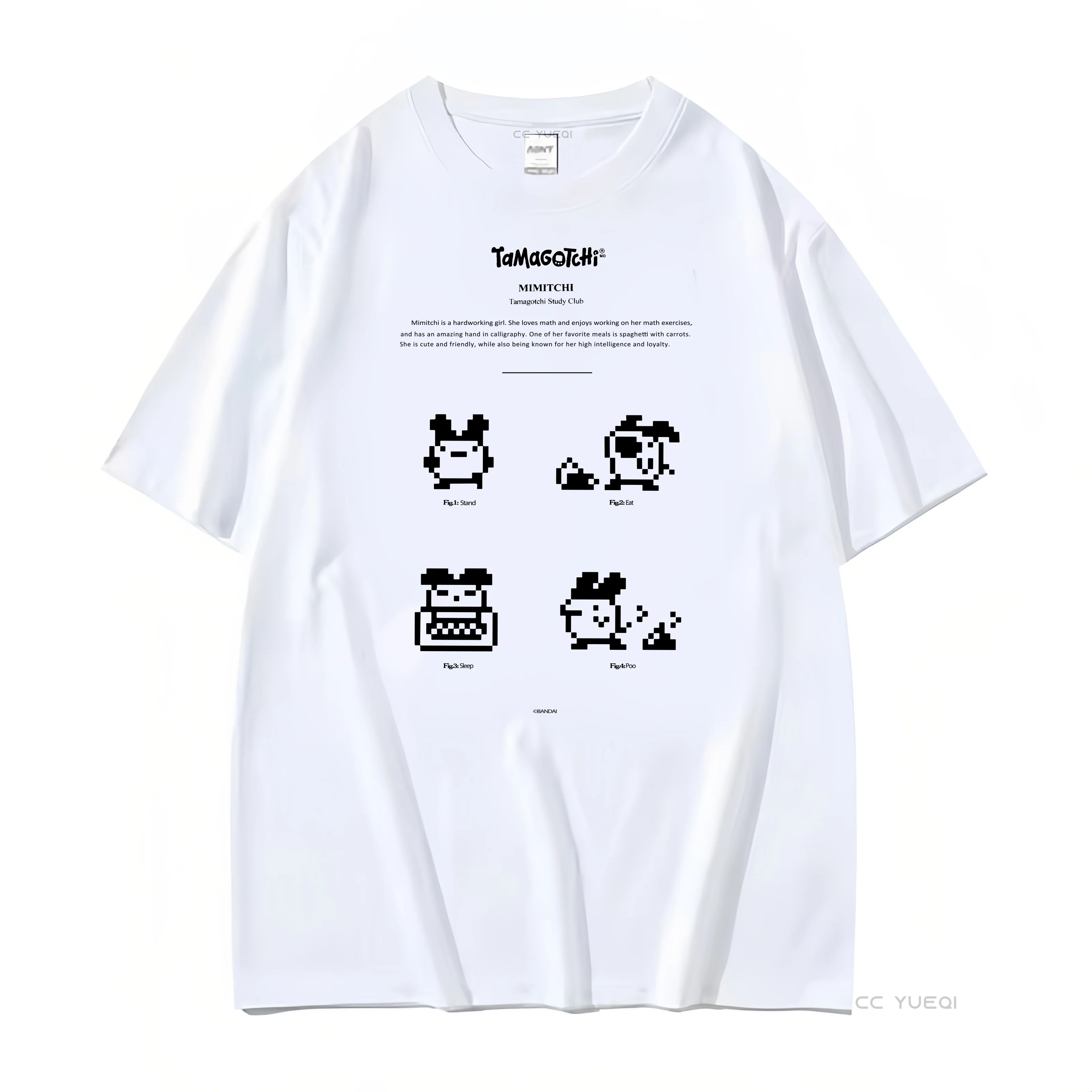 Tamagotchi Study Club Mimitchi T-shirt White Unisex Japan Limited Cosplay