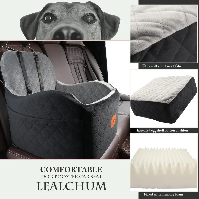 1PC Warm Portable Dog Car Seat for Pet Small Medium Dogs with Washable Cushion Bed Safety Belt Storage Pocket for Outdoor Travel view 3