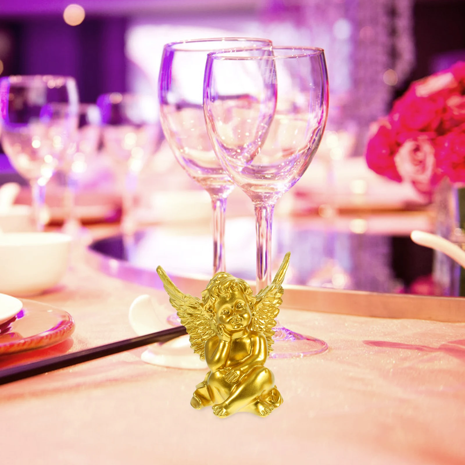 

2pcs Angel Resin Figurines Cute Home Decoration Statues Wedding Tabletop Ornament European Style Decorative Housewarming Gift