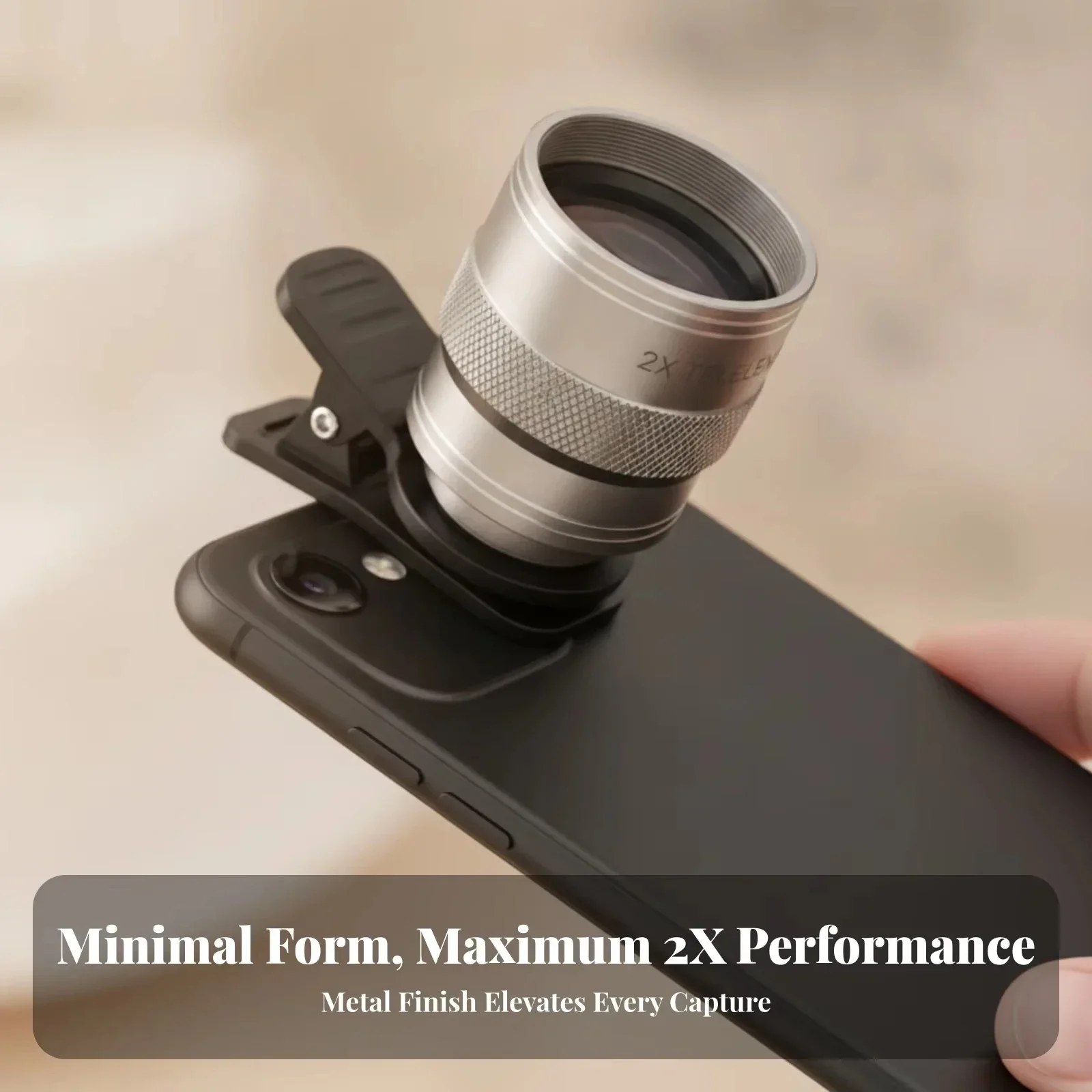 2X Telephoto Phone Lens with 17mm Thread Mount Metal Body Portable Cell Phone Camera Lens for Travel Outdoor Close Up Shots