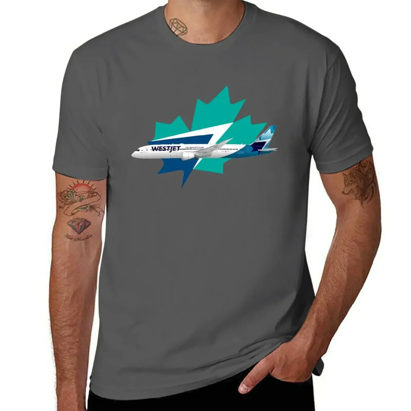 WestJet Boeing 787-9 Dreamliner T-shirt Aesthetic clothing Short sleeve tee men t shirts pack mens designer clothes Round Collar