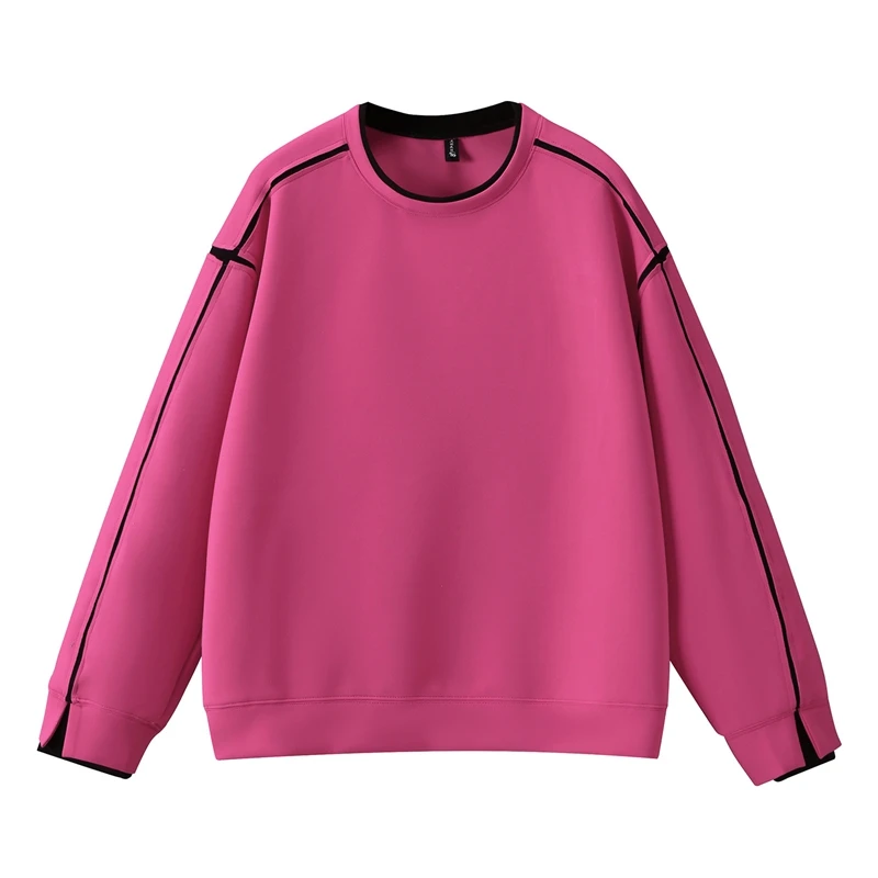 New Arrivals for Spring  Autumn Street Style Plus Size Men Color-Block Crewneck Long-Sleeve Loose Fake Two-Piece Top170kg10XL