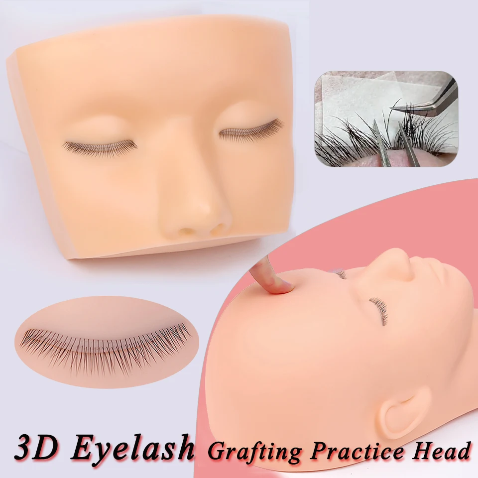 

3D Lashes Eyelash Extension Mannequin Head Cosmetic Grafting Eyelash Training Tools Silicone Gel Material Makeup Practice Model