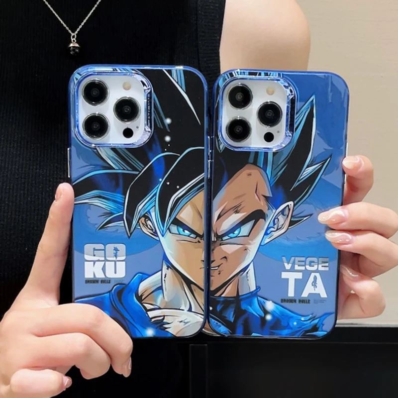 Cute Anime Dragons Balls Goku Anti-kncok Phone Case For iPhone 16 15 14 13 12 11 Pro Max Electroplate Matte Shockproof Cover