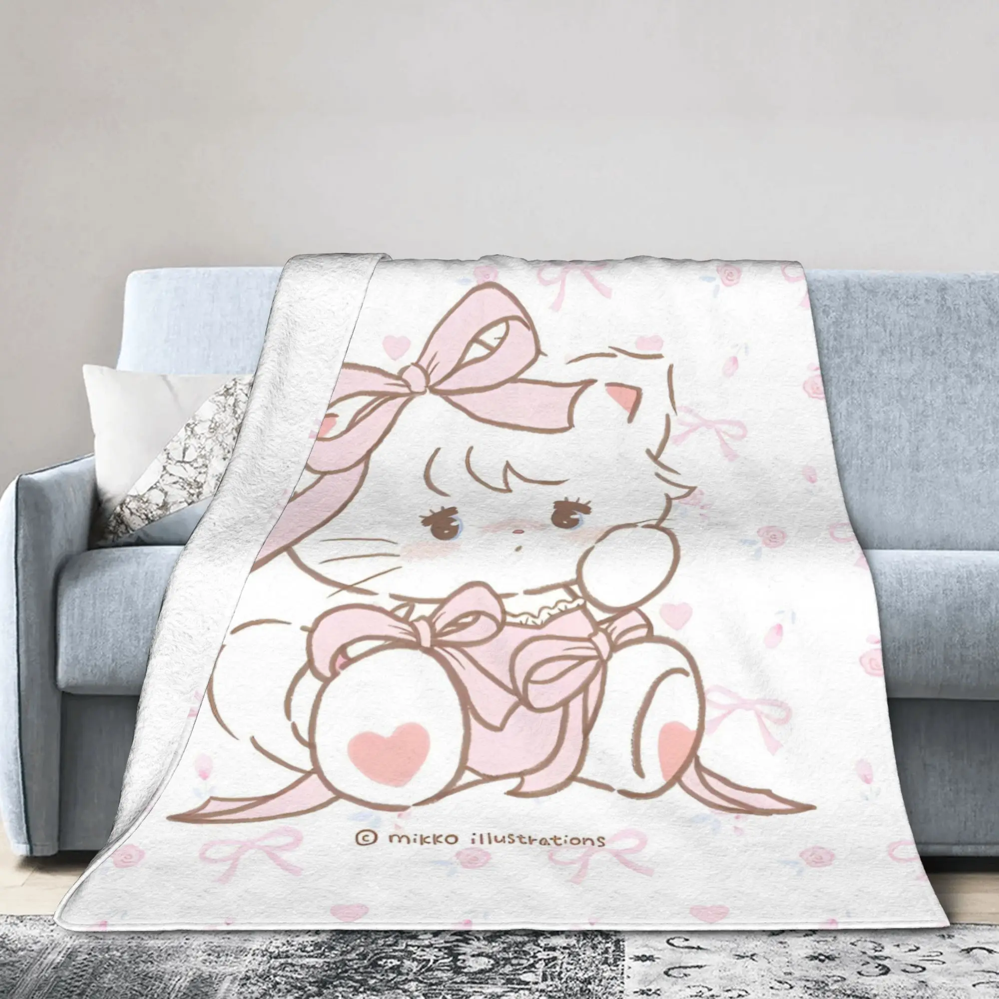 Mikkos Mousse Flannel Blankets Creative Throw Blankets for  Sofa Bedding Lounge 150*125cm Quilt,