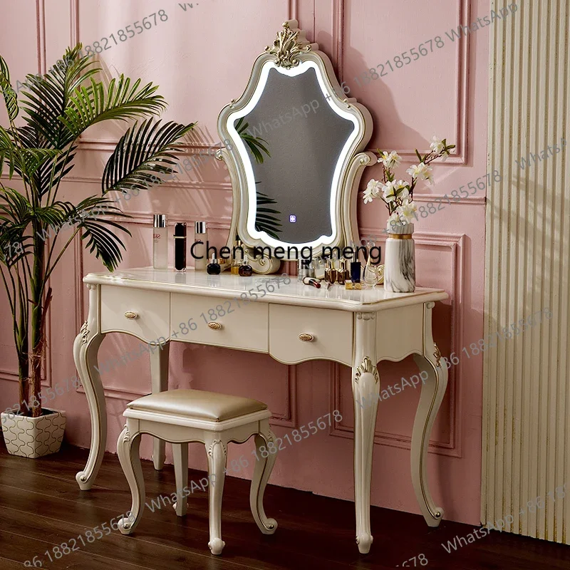 Nuevo tocador de lujo francés con espejo y lámpara, moderno estilo europeo, para dormitorio de princesa, mueble de maquillaje, penteadeira, mobiliario para el hogar.
