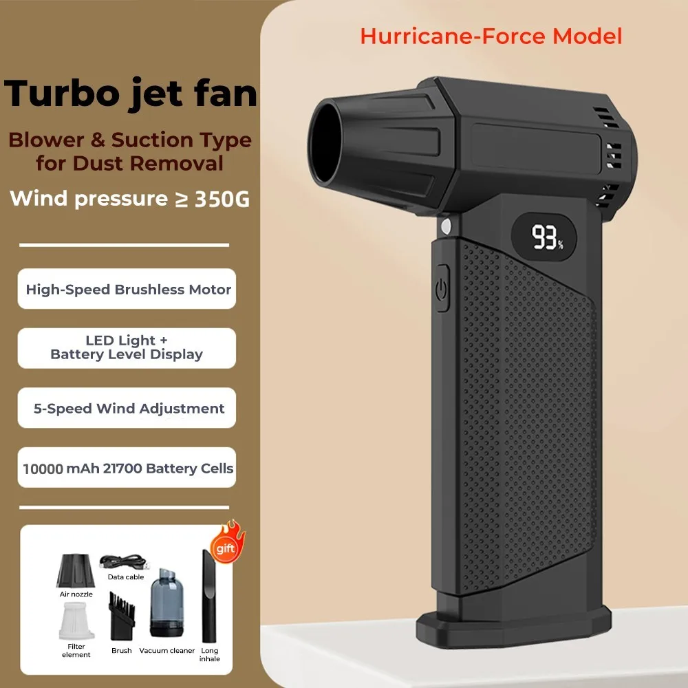 980000RPM Mini Turbo Jet Fan Electric Air Duster Adjustable wind speed Turbo Violent Blower Rechargeable with Light Car Cleaning