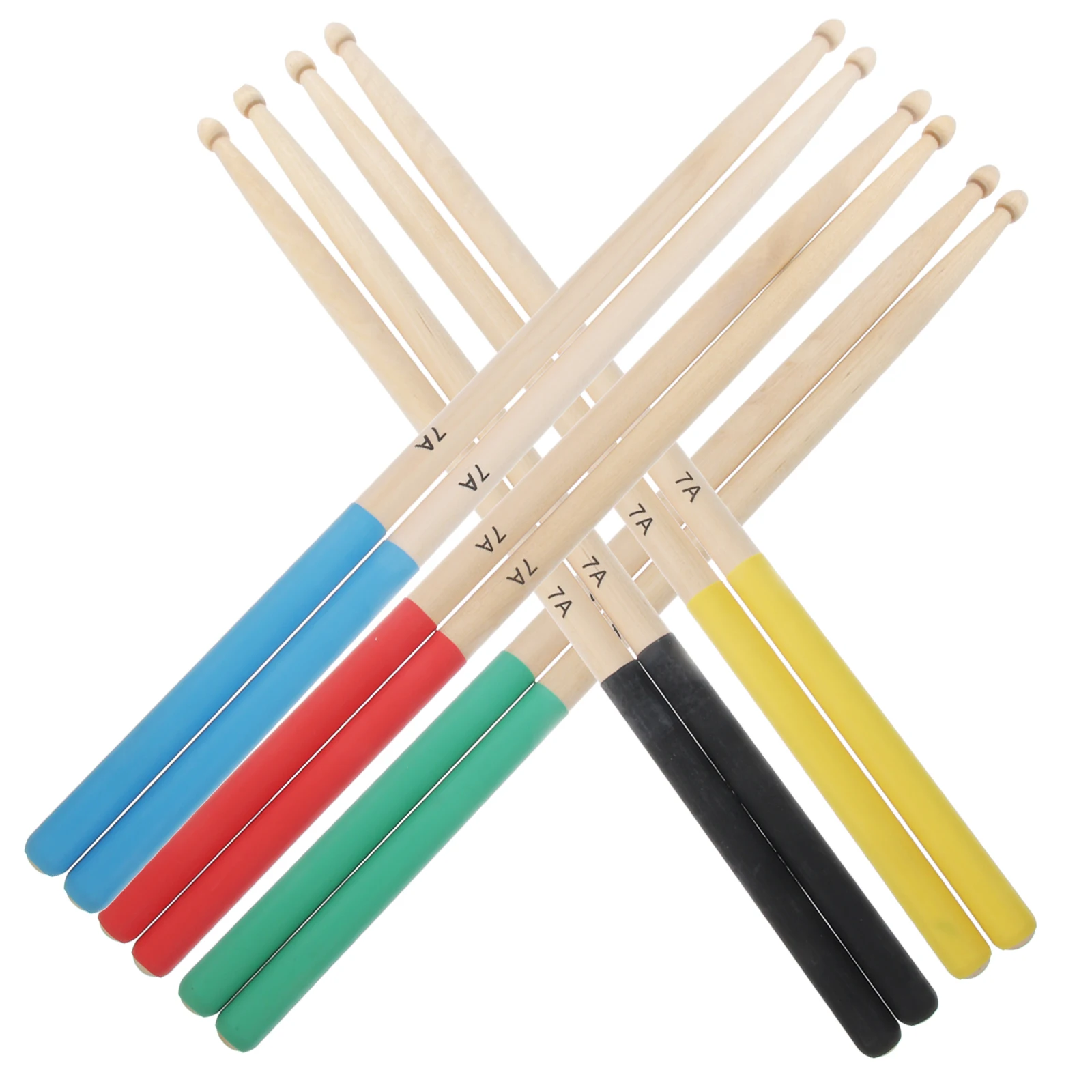 

5 Pairs Drum Wooden Multicolor Maple Wood Tipped Instruments Sticks 7A Drum Sticks Mallets Practice Accessories