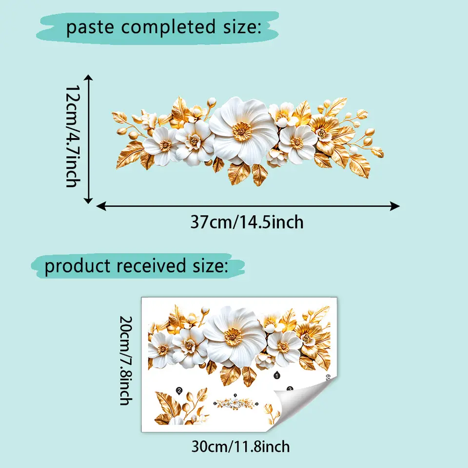 Golden Pattern Vinyl Wall Stickers For Bathroom Decor Wall Decor Toilet Sticker Furniture Sticker Adhesive Wallpaper Home Decal - 6