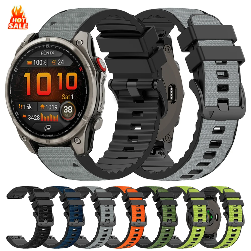 26 22 mm Nylon-Silikonarmband für Garmin Fenix 8 Pro 51 mm 47 mm 7 7X 6X Pro Enduro 3 2/Epix Gen 2 Instinct QuickFit-Armbandgürtel