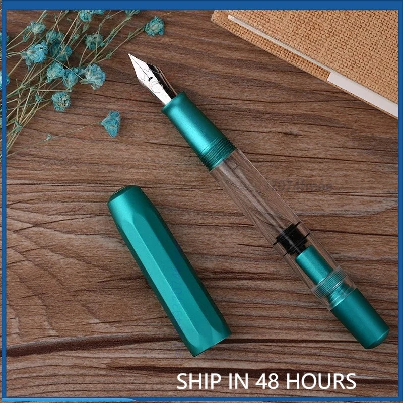 stylo-plume-moonman-t1-grande-capacite-absorption-d'encre-par-piston-corps-en-resine-et-aluminium-fait-main-plume-large-en-iridium