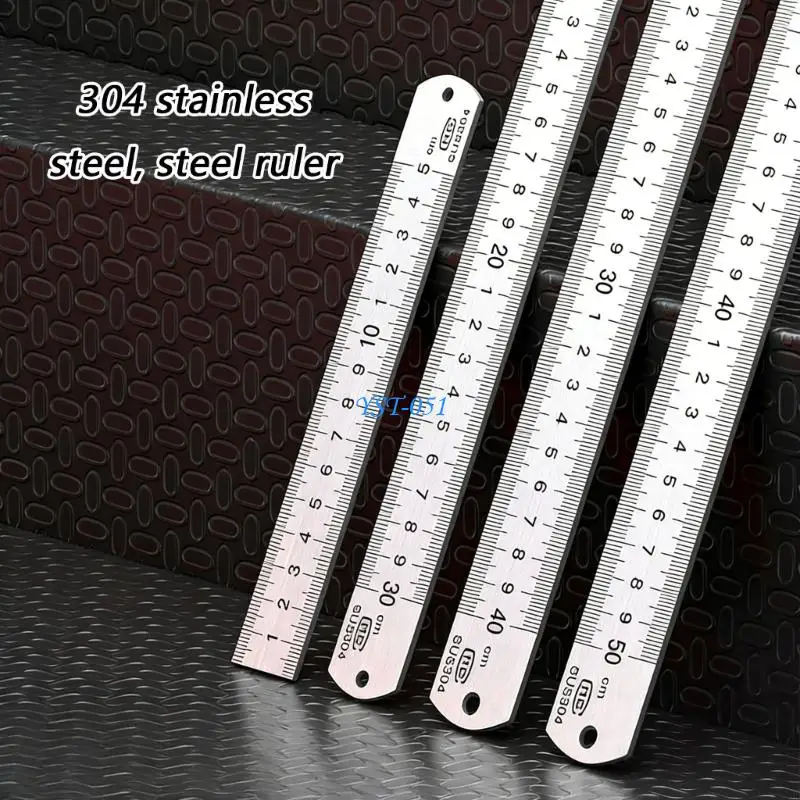E15A 304 Stainless Steel Ruler High Precise Single Side Thickened Measuring Tool