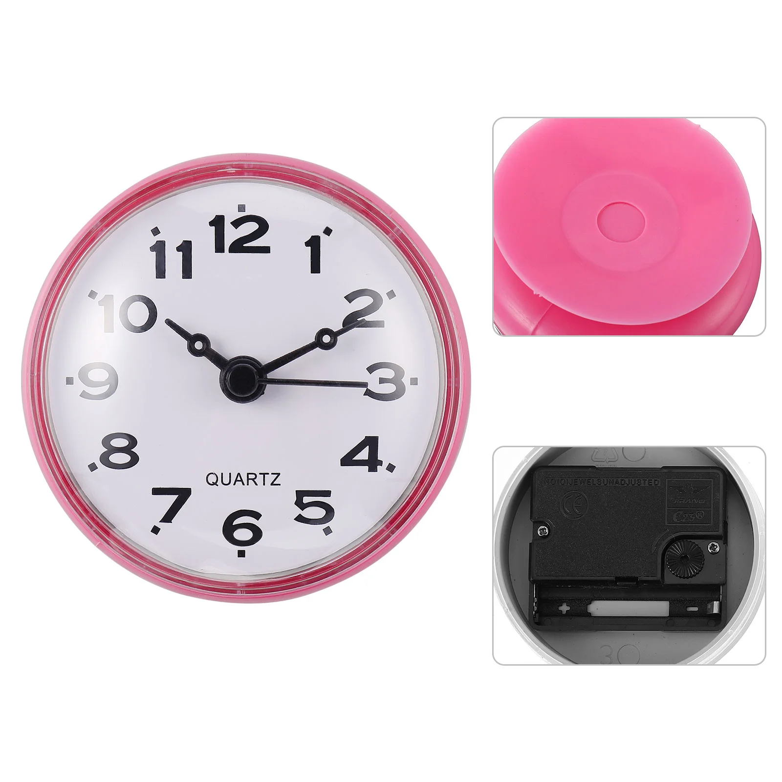 Sucker Clock Vintage Wall Kitchen Hanging Bathroom Suction Cup Water Proof Operated for Plastic Digital Timer Office