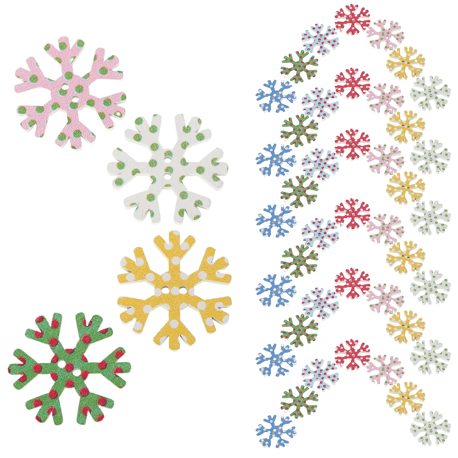 

100Pcs DIY Snowflake Wooden Buttons 25mm Durable Christmas Decorations for Crafting Scrapbooking Creative Embellishments