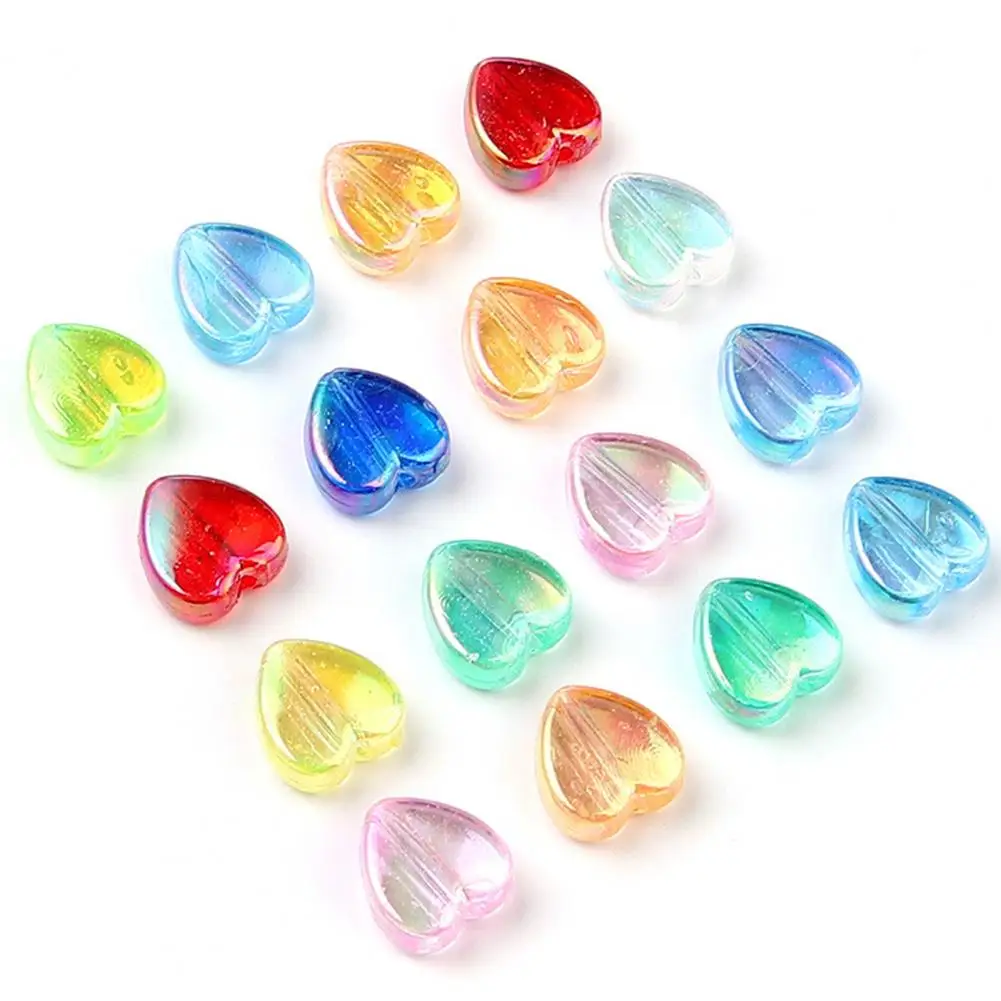 Acrylic Pony Beads Cute Heart Charms for Accessories Vibrant Heart Star Acrylic Beads Diy Jewelry Making with Fade-resistant