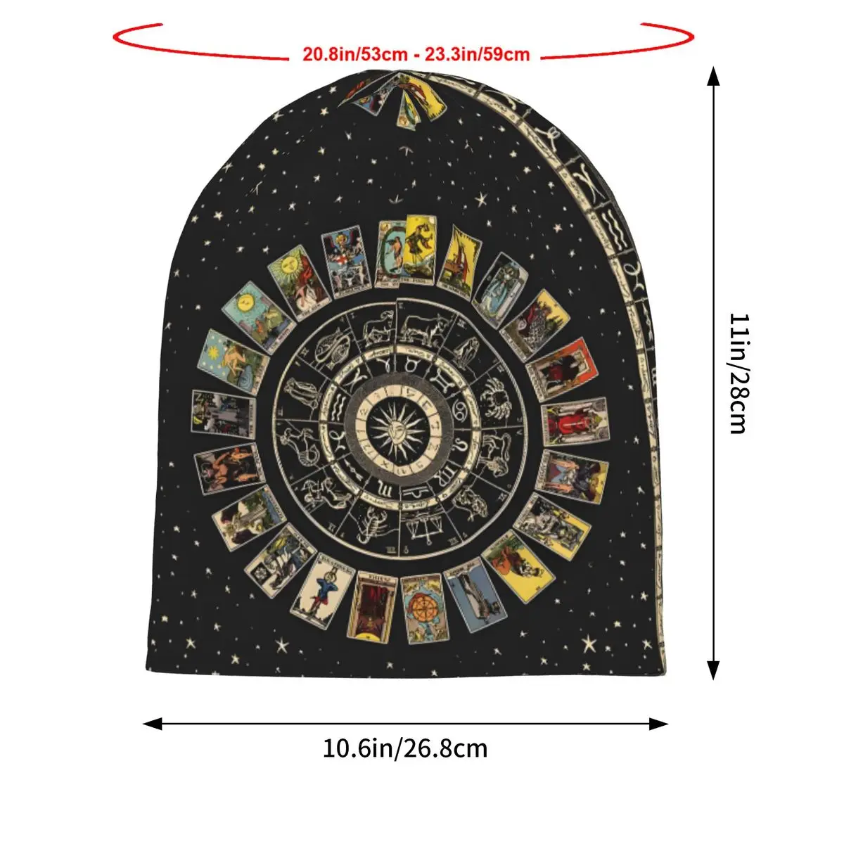 Wheel Of The Zodiac, Astrology Chart And The Major Arcana Tarot Men Women Thin Beanies Cycling Ski Cap Double Layer Fabric Hat