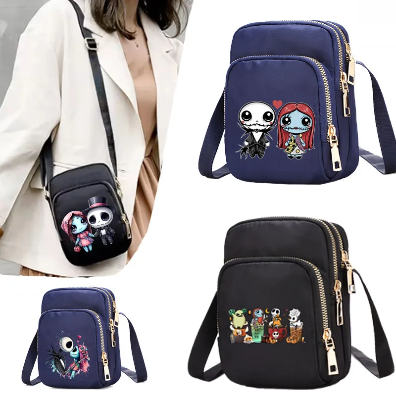 

The Nightmare Before Christmas Jack Sally Women's Bags Soft Causal Bags Cartoon Bag Nylon Crossbody Bags Women's Handbag