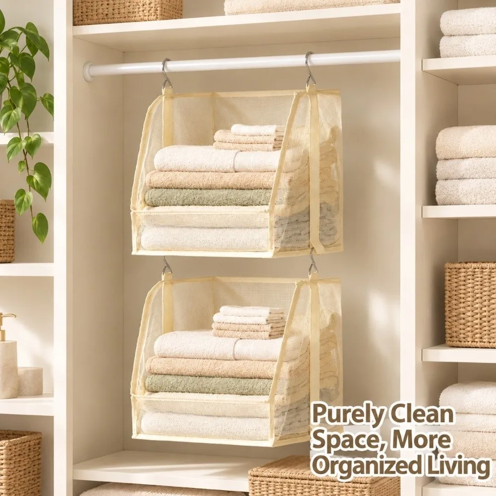 Plastic Mesh Hanging Storage Basket Open Front Stackable Hanging Mesh Organizer Detachable Plastic Mesh Storage Bin
