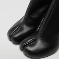2026 Luxury Brand Design Leather Tabi Boots Fashion Round Chunky High Heel Ankle Boots For Women Autumn Winter Split Toe Shoes - Image 3