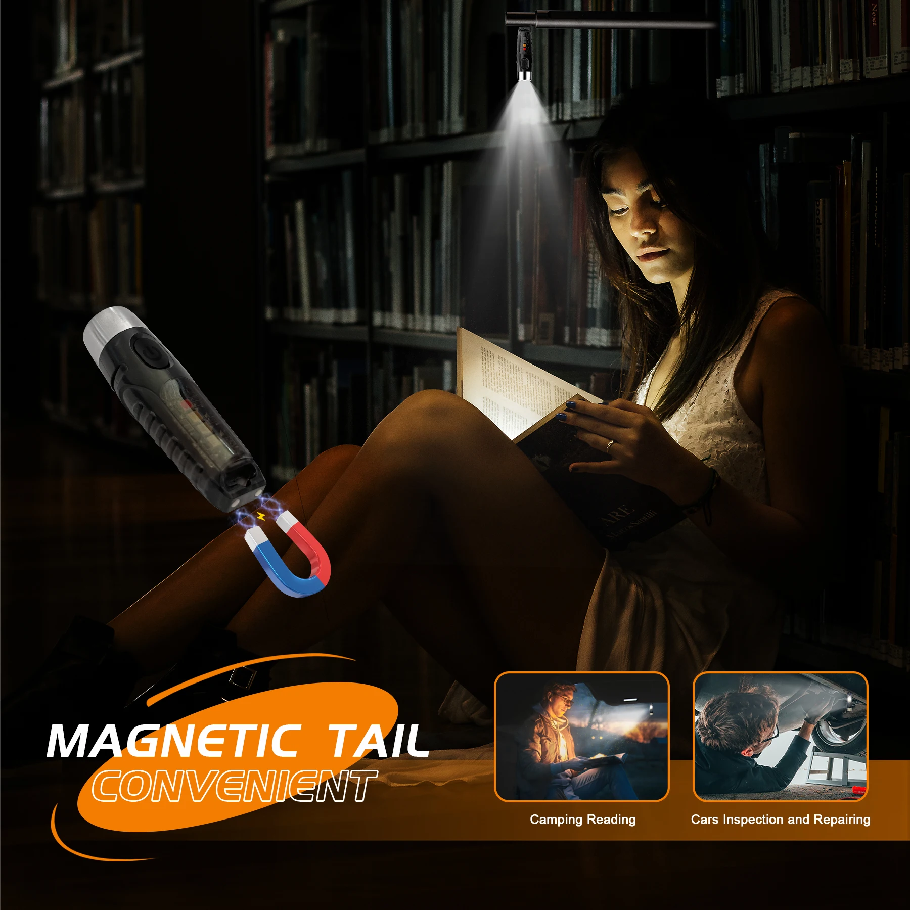TUNENGE مصباح ليد جيب صغير السوبر مشرق S12 زائد المحمولة الشعلة 600LM مقاوم للماء ضوء المفاتيح المدمج في البطارية مع المغناطيسي