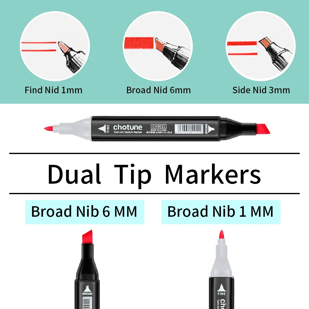 Imagem -06 - Marcadores de Arte Coloridos Caneta de Feltro de Álcool Mangá Esboçar Marcadores Escova de Cabeça Dupla Esboço Desenho Graffiti Material de Arte Escolar 1280