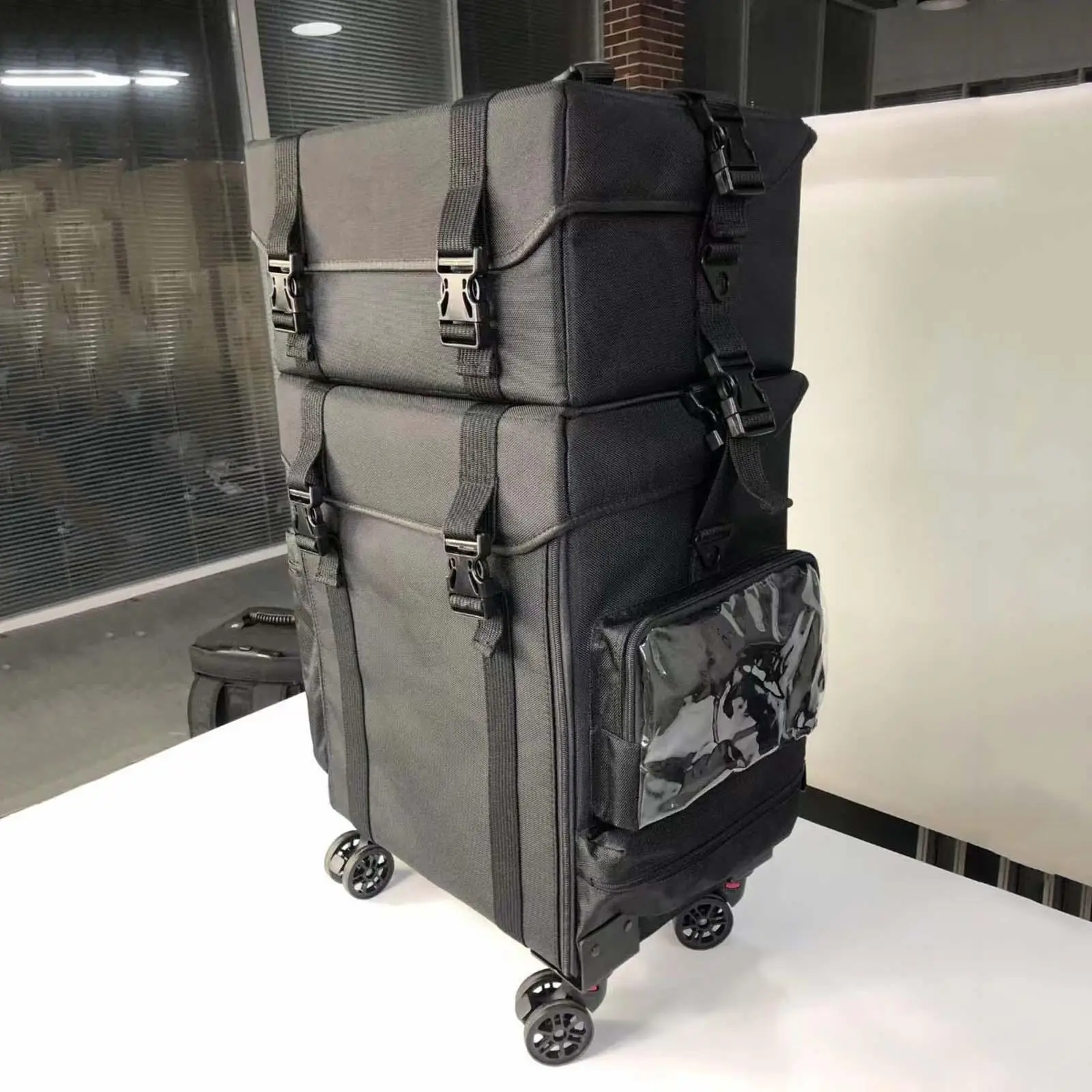 

Makeup Trolley Case Artist Multiuse Wheel ,Extra Large Cosmetic Suitcase Bag Multi Layers for Busniess Trip Nail Tech Salon