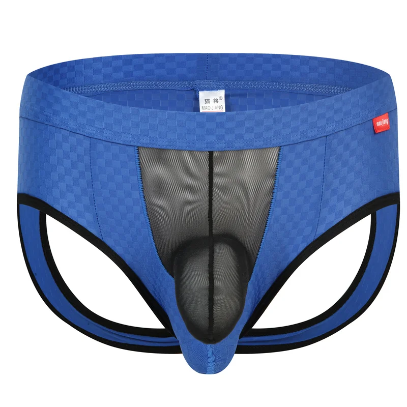 

Men's Underwear Sexy Thongs Nylon Silk Slip Mesh Transparent Bag Briefs Low Waist Breathable Underpants Double String Jockstrap