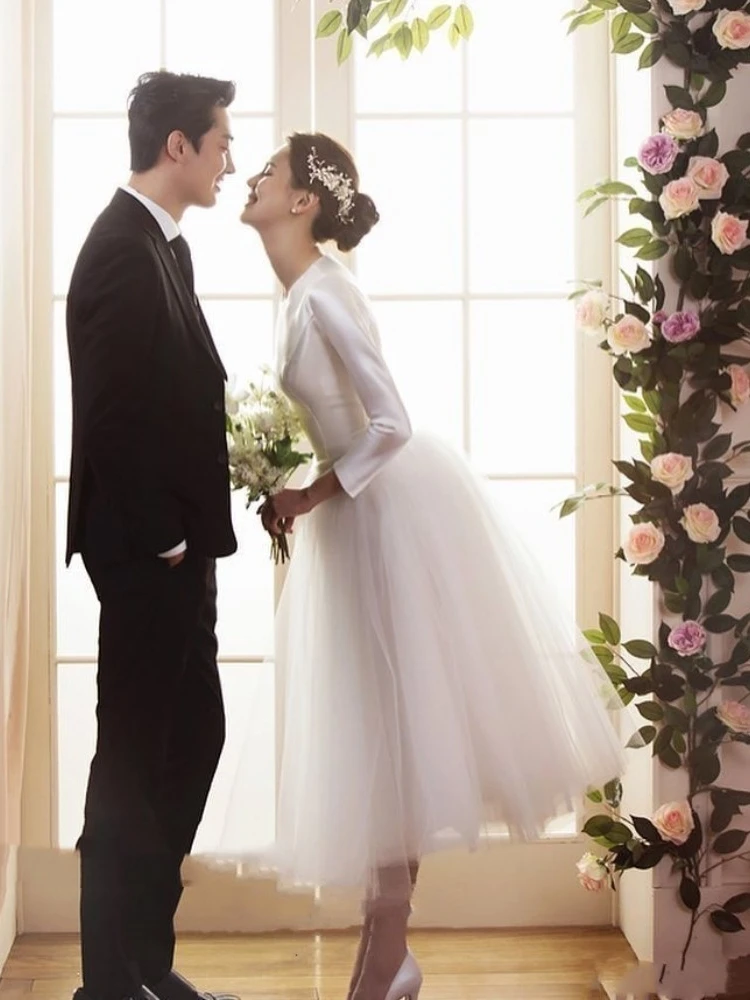 

Summer 2023 New Style Satin Slimming Wedding Dress for Bride Outdoor Lawn Photography Travel Shoot Sweet Style mid Waist