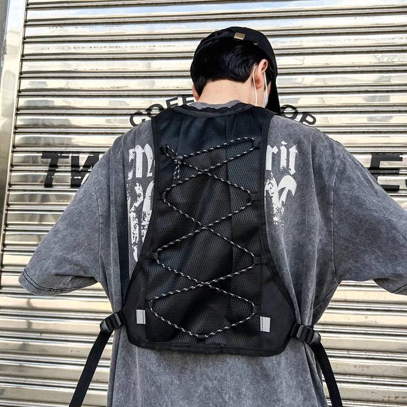 기능성 전술 가슴 장비 가방 남자 운동 양복 조끼 가방 멀티 포켓 가슴 팩 남여 힙합 streetwear 가방 남자 조끼 팩