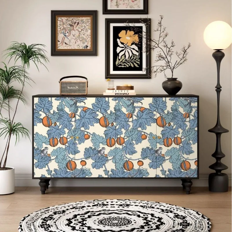 Artistic Painted French Retro Entryway Cabinet for 2026 Dining Room Sideboard Solid Wood Storage Cabinet Living Room