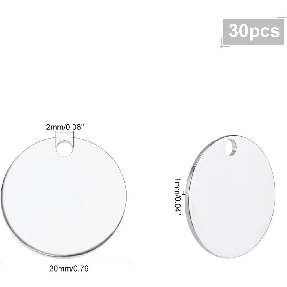 30 قطعة ختم النحاس علامة فارغة 20 مللي متر/0.78 "عملة مستديرة Charms قلادة ختم الفراغات مع ثقب علامة الكلب الفراغات لسلسلة المفاتيح