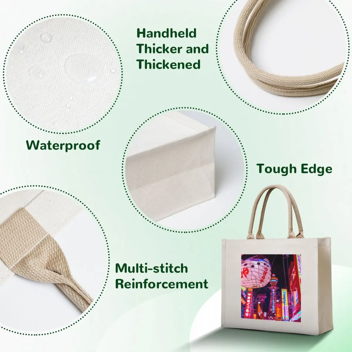 Electric Postcard From Osaka Tote Bag canvas tote tote bag woman Handbags