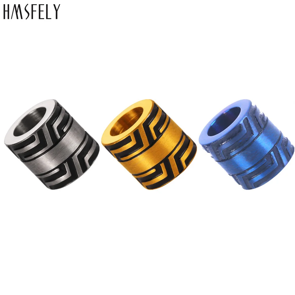 HMSFELY Stainless Steel 6mm 8mm Big Hole Beads Accessories For Men Leather Bracelet Making  Parts Blue Bead